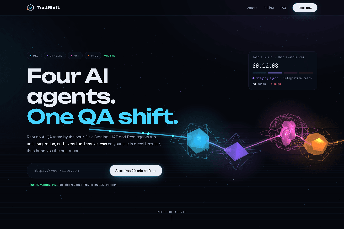 Homepage of TestShift